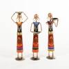 Desert Art Metal Handpainted Rural Lady Showpiece Set of 3 in Red Colour