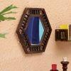 poe solid wood mirror in brown colour