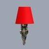 Devansh Metal Electric Wall Light in Antique Gold Colour with Red Shade Count of 1 Light