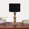 Devansh Black Cotton Table Lamp With  Wood Natural Base (7X17.5 Inches)-3