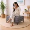 Doe Buck Minimal Luxe Ottoman Bench in Grey Colour Fabric with Dark Wood Legs