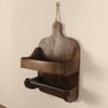 Celia Wooden Wall Shelf Organiser With Kitchen Roll Holder