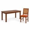 Globally Indian Helene Solid Sheesham Wood 6 Seater Dining Table Set 6 Chairs Navy Blue