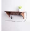 Wooden Wall Shelf with 3 Key Hooks in Brown Colour
