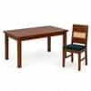 Globally Indian Lucien Solid Sheesham Wood 6 Seater Dining Table Set 6 Chairs Teal Blue