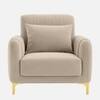 Monly Velvet 1 Seater Sofa Cream Color