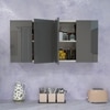 4 Door Mirror Glossy Triple Layered Uv Resistant Handless Cabinet In Grey Finish