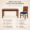 Globally Indian Aurelie Solid Sheesham Wood 6 Seater Dining Table Set 6 Chairs Navy Blue