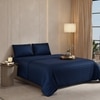 Stoa Paris Sateen Quilted King Size Bed Cover with 2 Pillow Covers (100 x 108) lted King Mystique Blue