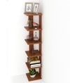 Bluewud Wudville Braine Engineered Wood Wall Mount Corner Shelf, Display Rack, (6 Square Shelves - Walnut)