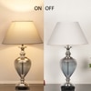 Hinton Blue Glass And Nickel Finish Metal Table Lamp With White Cotton Shade
