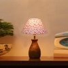 Devansh Multicolor Cotton Table Lamp With  Wood Natural Base (10X12.5 Inches)-38