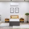 Hexa Engineered Wood Modern Single Bed With Headboard With Storage In Slate Grey And Giant Wood