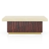 Gabriele Onyx Composite And Solid Teak Wood Coffee Table In Clear Teak Finish