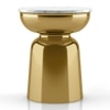 Alaya Round White Marble Top Metal Side Table in Gold finish