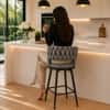 Doe Buck Presley Braided Faux Leather Bar Stool in Grey Colour
