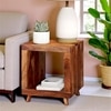 Berlin Sheesham Wood Contemporary Rectangle End Table Side Table In Natural Teak Finish
