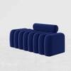 Wooden Twist Veylo Modern Line Design Bench with Round Back Pillow in Blue Colour