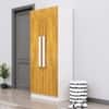Hexa Red Wooden 2 Door Wardrobe with 4 Shelves in Frosty White and Giant Wood Colour