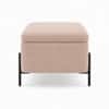 Doe Buck Luxury Boucle Storage Bench in Light Brown Colour with Black Metal Legs
