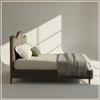 Solara Wave Luxe Queen Size Bed in velvet With Oak wood Frame & Hydraulic Storage