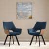 Casey Swivel Engineered Wood Dining Chair Set of 2 in Blue and Tan