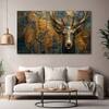 The Castle Decor Gold Teal Deer Wall Art Wooden Framed 27x48 Inch