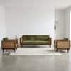 Padam Solid Wood 5 Seater Rattan Designed Sofa Set  In  Teak Finish