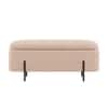 Doe Buck Luxury Boucle Storage Bench in Light Brown Colour with Black Metal Legs