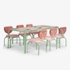 Dastoori Ceramic Tile Outdoor Dining Table with Six Chairs in Beige Colour