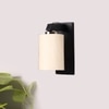 Devansh Solid Wood Electric Wall Light in Brown Colour with off-white Shade Count of 1 Light