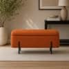 Doe Buck Luxury Boucle Storage Bench in Rust Colour with Black Metal Legs