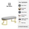 Doe Buck Upholstered Oval Bench in Grey Colour with Gold Loop Legs