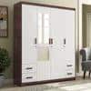 Miller Engineered Wood 4 Door Wardrobe With Mirror in Two Tone Finish