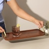 Metalsmith Wooden Serving Tray with Metal Handle Walnut Finish