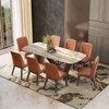 Paloma Engineered Wood 8 Seater Dining Table With Anderson Dining Chairs in Tan Leatherette Colour