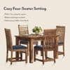Fidora 4 Seater Dining Table With Set Of 4 Diego Dining Chairs (Colour- Midnight Indigo Blue , Finish- Teak)
