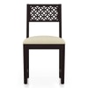 Alaca Solid Wood Dining Chair Set Of 2 In Mango Mahogany Finish & Camilla Ivory Fabric Colour