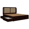 Lotus Solid Wood King  Size Upholstered Bed With Drawer Storage (Walnut Finish)