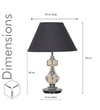 Bompton Nickel Finish Metal And Smoke Crystal Table Lamp With Black Cotton Shade