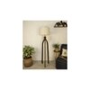 Trilogy Wooden Floor Lamp with Brown Base and Jute Fabric Lampshade