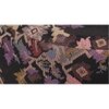 Collio Solid Wood Ottoman Pouffee in Black Leaves Jackard fabric