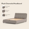 Stanhope Upholstered Hydraulic Storage Queen Size Bed In Shitake Beige Premium Chenille