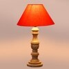Devansh Orange Cotton Table Lamp With  Wood Natural Base -(10X18 Inches)-30