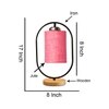 Devansh Pink Jute Drum Wooden & Iron Table Lamp -17 Inch Height -K
