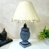 Wings Classic Stone Grey Beige Wooden Table Lamp in Grey