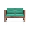 Korai Plus Two seater sofa -Finish -Teak,Fabric - Lagoon Green Futon