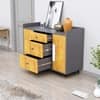 Hexa Red Multipurpose Storage Cabinet With 3 Drawer 2 Door in Slate Grey And Giant Wood Colour