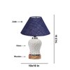 Devansh Conical Blue Jute Shade Lamp With Wood & Mosaic Glass Base For Decoration/Office/Home/Gifting/Study For Decoration/Office/Home/Gifting/Study -(10X10X14.5) Inches -A
