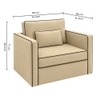 Elano Modern Premium  1 Seater Velvet Pull Out Sofa Cum Bed with Improted Mechanism In Beige  Color